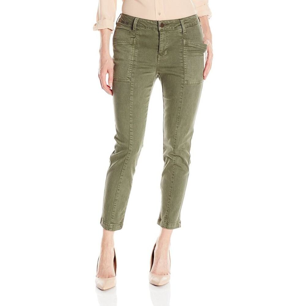 Liverpool Women's The kylie Cropped Cargo Pants Mid Rise Army Green Size 2